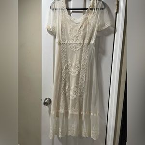 Zara Sheer Embroidered Dress Maxi Dress